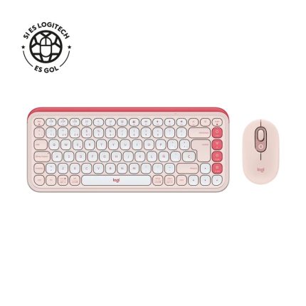 Teclado Logitech + Mouse Pop Icon Bluetooth Wireless Pink
