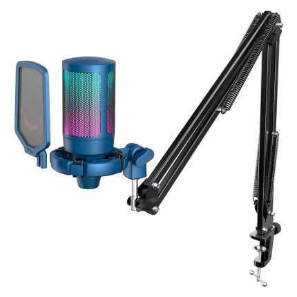 Micrófono Fifine Ampligame A6T RGB incluye Brazo – Blue