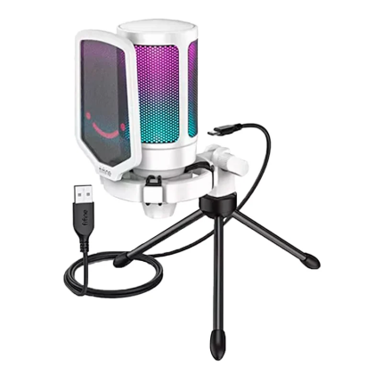 Micrófono USB Gaming RGB, FIFINE AmpliGame A6V – White