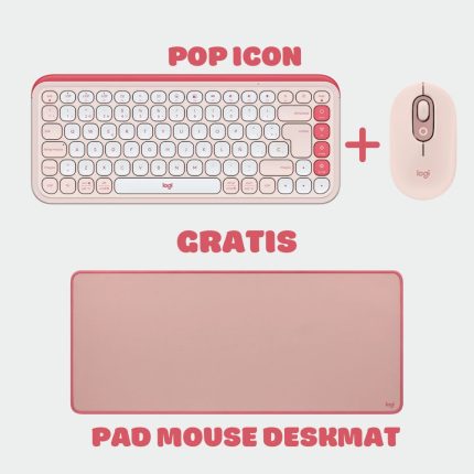Teclado Logitech + Mouse Pop Icon Bluetooth Wireless Pink