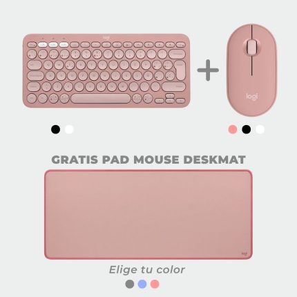 Combo Logitech Pebble 2 Teclado K380S Rosado+ Mouse M350S Rosado Wireless BT