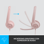 Auricular Logitech H390 Pink - Imagen 8