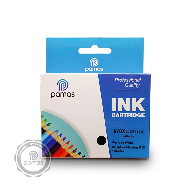 487-TINTA-PAMAS-670XL-BLACK.jpg Tinta PAMAS Compatible HP670XL - Black - Imagen 1