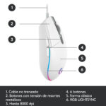 Mouse Gamer Logitech G203 LIGHTSYNC RGB White - Imagen 6