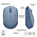 Mouse Logitech Inalambrico M170 Blue Grey - Imagen 3