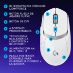 Mouse Gamer Logitech G309 White Lightspeed 25K - Imagen 6