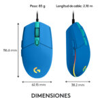 Mouse Gamer Logitech G203 LIGHTSYNC RGB Blue - Imagen 8