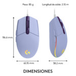 Mouse Gamer Logitech G203 LIGHTSYNC RGB Lila - Imagen 8
