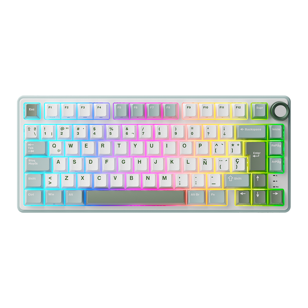 R75 空青 西班牙文ISO (2) Teclado Royal Kludge RK-R75 Cableado Skycyan – Creamy Switch - Imagen 1