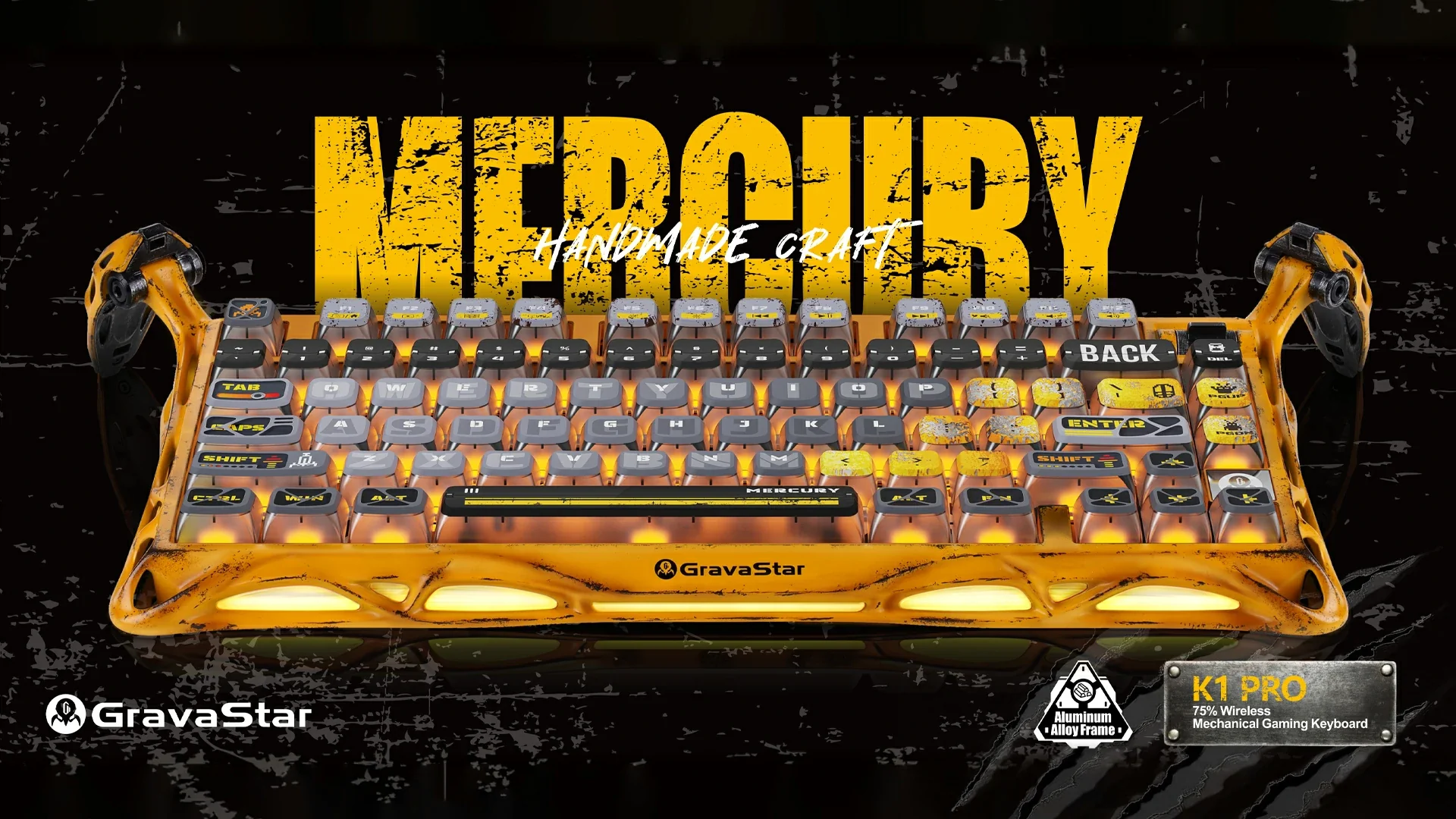 gravastar-Mercury-K1-Pro-Battle-Worn-Yellow-USB-C-connection.png TECLADO GRAVASTAR MERCURY K1 PRO RGB INALAMBRICO SW BATTLE WORN YELLOW EDICIÓN ESPECIAL - Imagen 1