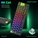 TECLADO Royal KLUDGE RK-C61 CABLEADO ESPAÑOL BLACK GREEN - MINT MAGNETIC SWITCH - Imagen 3